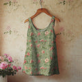 Women's Vintage Floral Print Linen Blend Tank Top elevenforest