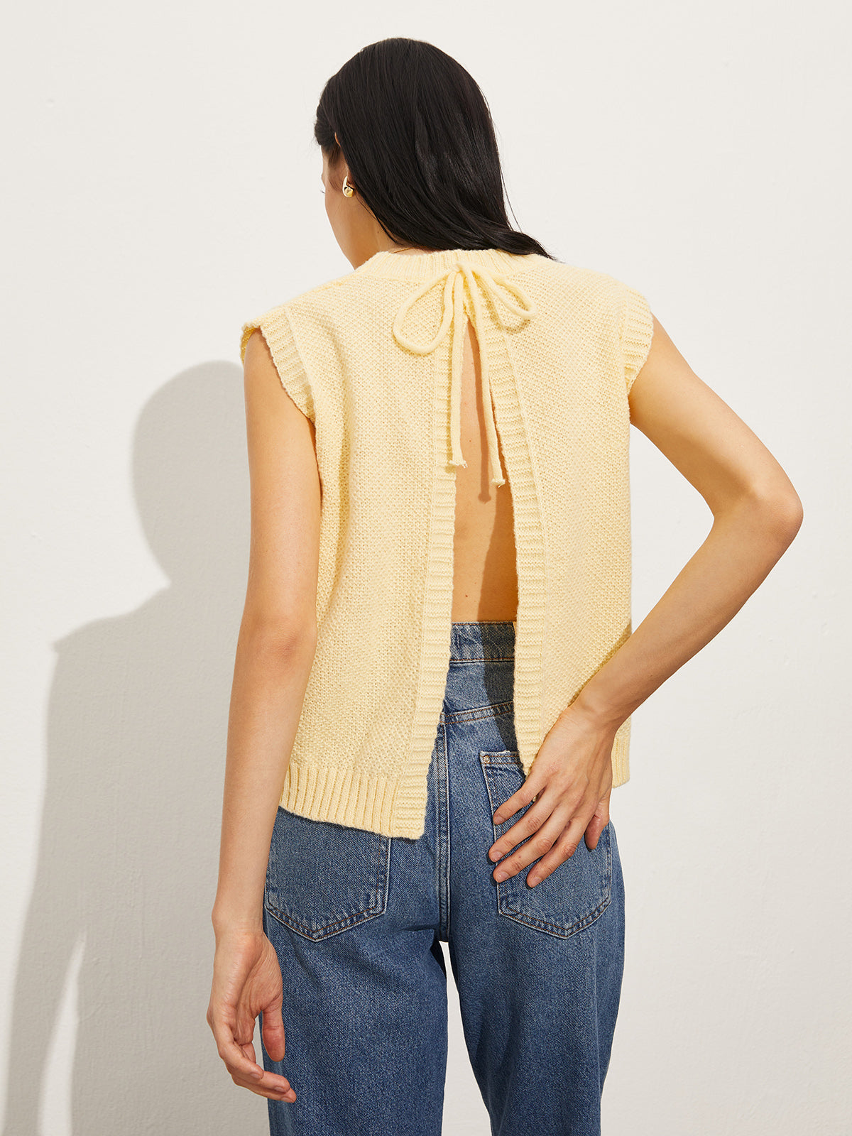 Backless Tie-up Sweater Vest