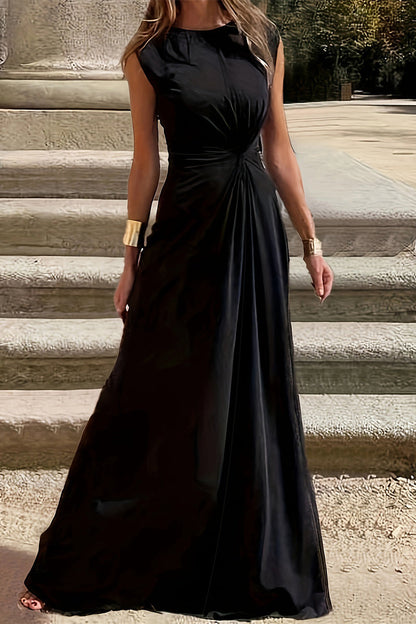 Simplicity Fold O Neck Vest Dresses