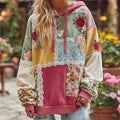 Vintage Rose Floral Patchwork Art Comfortable Warm Hoodie elevenforest