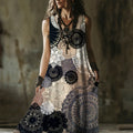 Vintage Lace Floral Art Women's Linen Vest Dress elevenforest