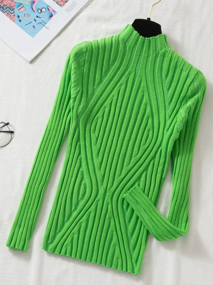 Autumn Knitted Sweater Pullover Long Sleeve Office Lady Jumper Sweater Slim Sweaters Tops New
