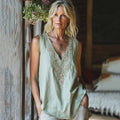 Women's Bohemian Vintage Floral Embroidery Art Tank Top elevenforest