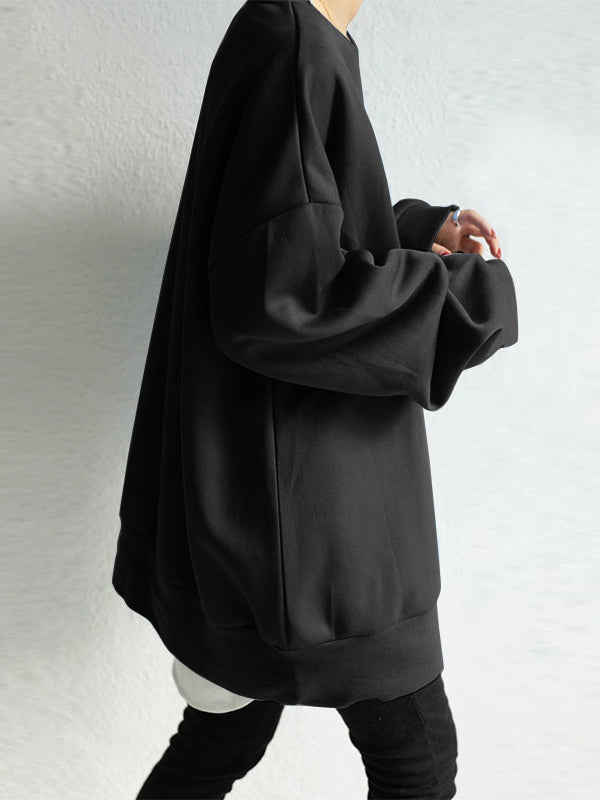 Loose Color Round-neck Sweatshirt Top