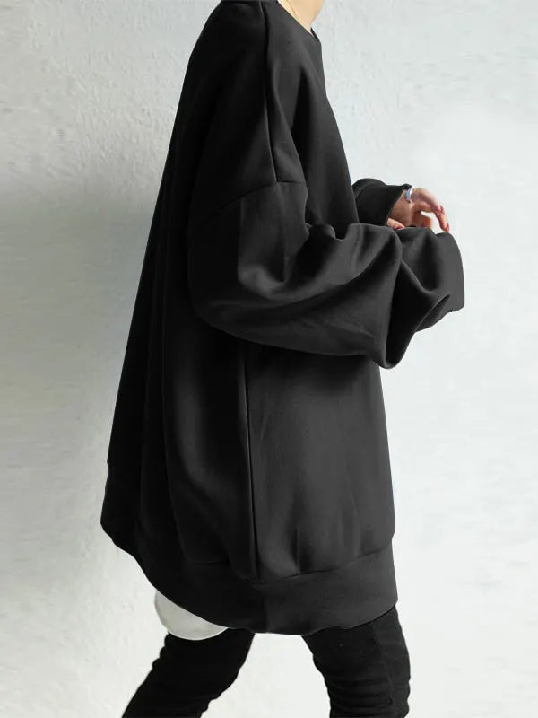 Loose Color Round-neck Sweatshirt Top