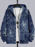 Men's Japanese Sashiko Art Comfy Full Zip Hoodie elevenforest