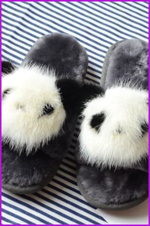 Panda/flower/smile Sheep Fur Slippers Df002