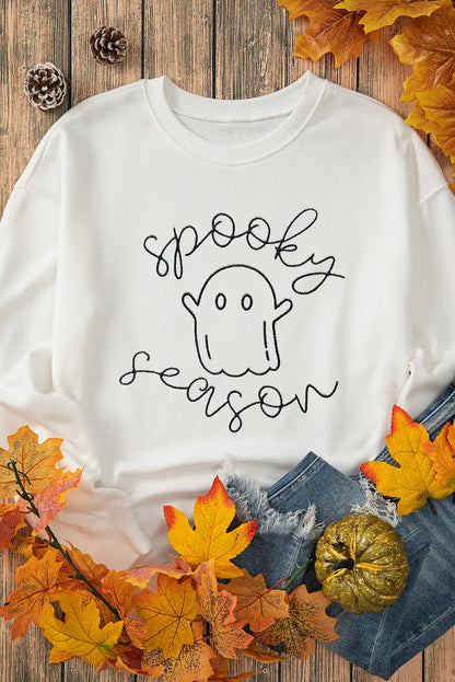 Beige Ghost Spooky Season Sweatshirt
