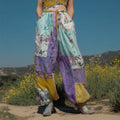Vintage Boho Floral Patchwork Ethnic Embroidery Women's Linen Trousers elevenforest