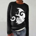 Abstract Creative Black And White Cats Painting Art Print Knitted Pullover Sweater elevenforest
