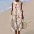 Women's Vintage Floral Print Sleeveless Cotton Dress elevenforest