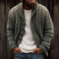 Men's Vintage Braided Lapel Button Down Sweater elevenforest