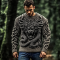 Men's Viking Dragon Celtic Jacquard Knitted Comfort Sweater elevenforest