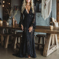 Women's Bohemian Lace V-neck Maxi Dress elevenforest