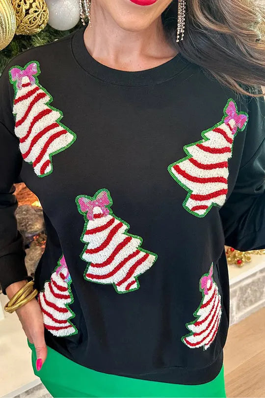 Christmas Tree Sequined Loose Sweatshirt