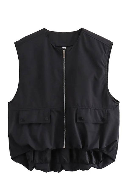 Fashionable Loose Sleeveless Pocket Vest