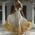 Women's Vintage Yellow Rose Camisole Dress elevenforest
