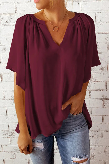 Split Joint V Neck T-shirts(6 Colors)