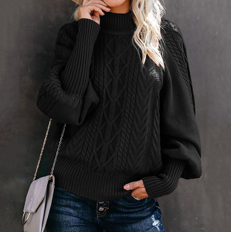 Retro Twist Loose Long Sleeve Knitted Solid Color Sweater elevenforest