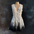 Vintage Roses Embroidered Gradient V Neck Linen Mini Dress elevenforest