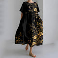 Vintage Japanese Floral Art Linen Maxi Dress elevenforest