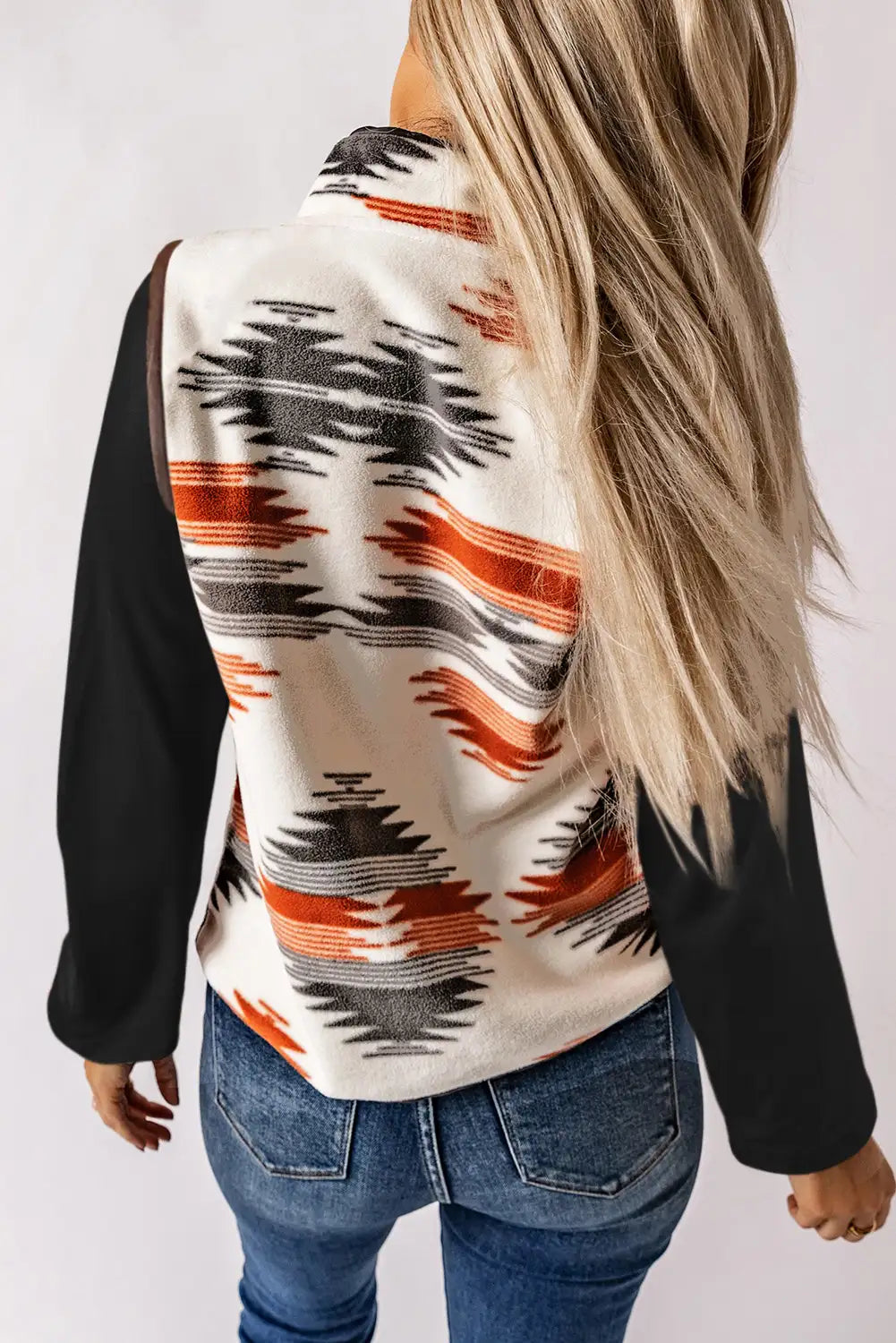 Fuzzy Multicolor Aztec Vest Jacket