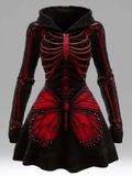 Comstylish Halloween Blood Butterfly Women's Knit Sweater Dress