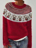 Christmas Reindeer Striped Yoke Cozy Knit Isle Sweater elevenforest