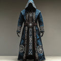 Men's Colorblock Viking Compass Embroidered Hooded Cape