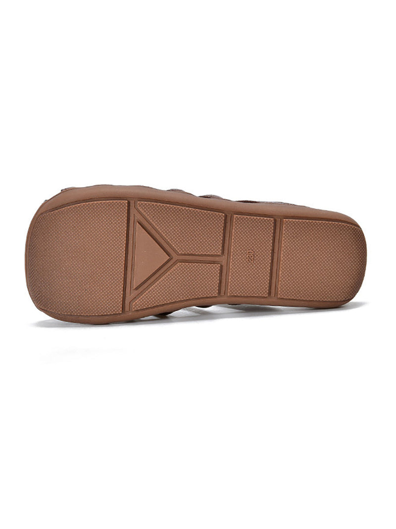 Summer Leather Spliced Flat Slippers Bn1002