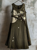 Plum Blossom Full Moon Japanese Linen Tank Dress elevenforest