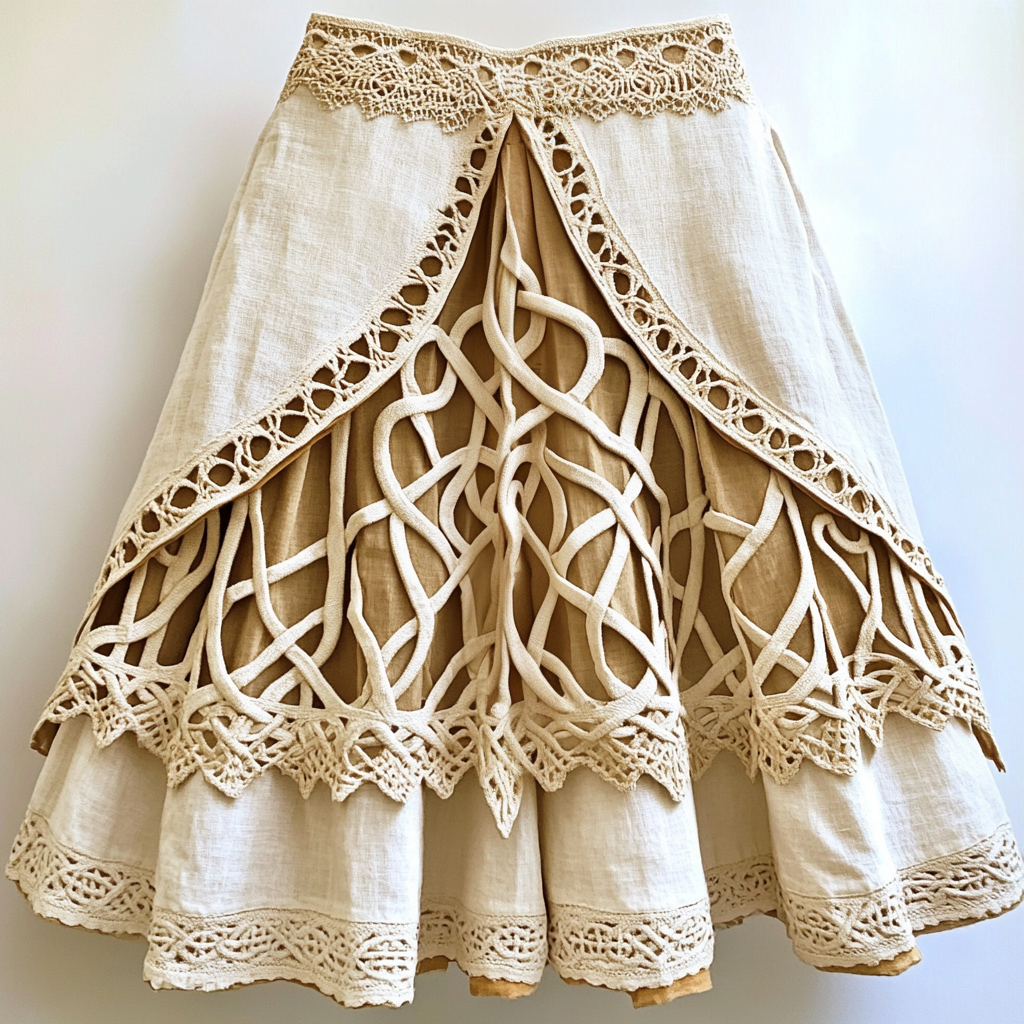 Women's Viking Celtic Knot Tree Of Life Art Linen Skirt elevenforest