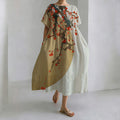 Japanese Style Plum Blossom Cotton Linen Round Neck Dress elevenforest