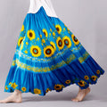 Vintage Sunflower Floral Embroidered Pattern Flowy Wide Skirt elevenforest