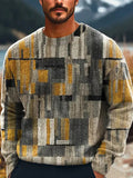 Men's Colorful Geometric Abstract Art Print Knitted Crew Neck Sweater elevenforest