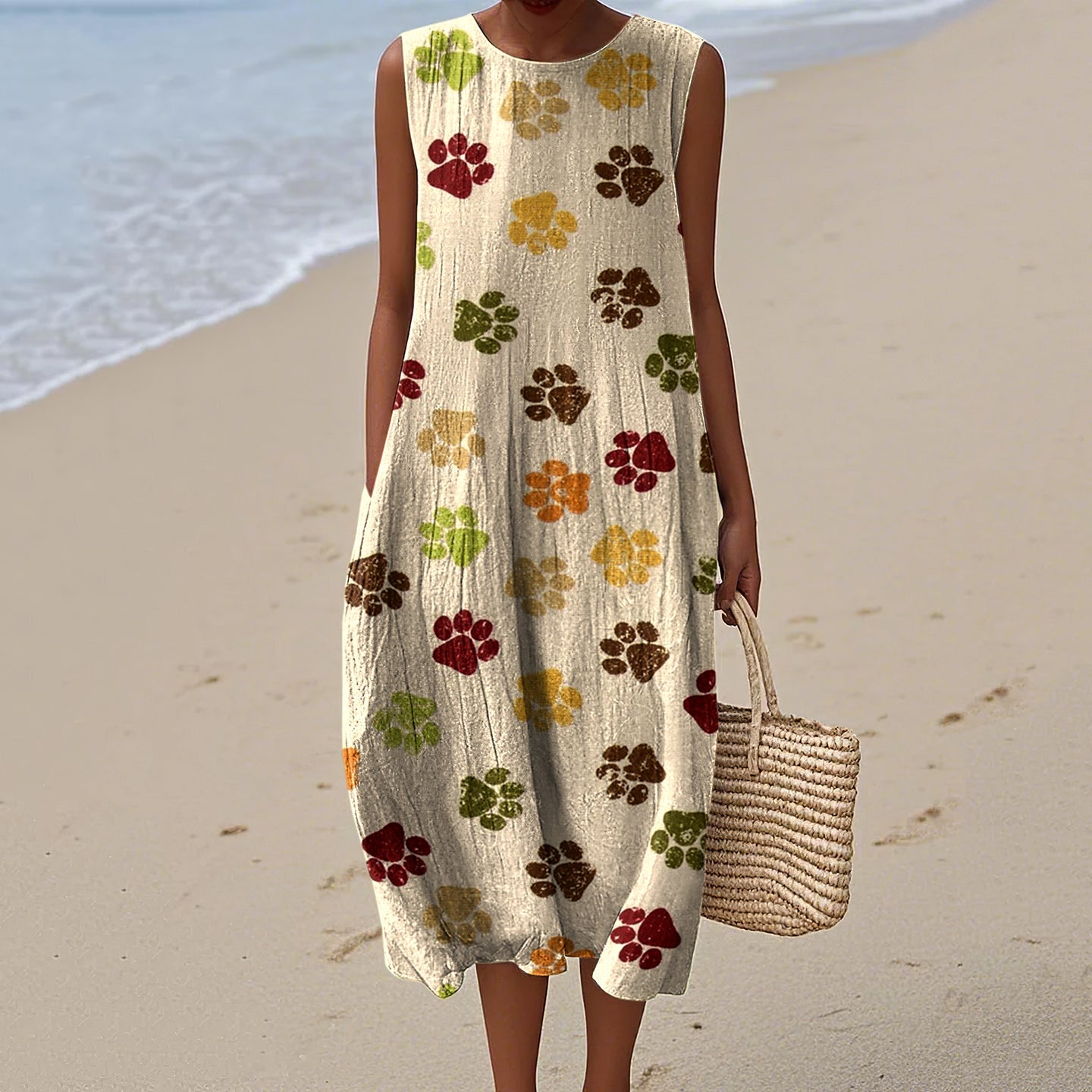 Women's Vintage Puppy Paw Art Dress elevenforest
