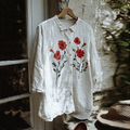 Vintage Floral Embroidery Art Lapel Button Loose Blouse elevenforest