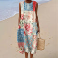 Women's Vintage Floral Print Design Midi Tank Dress elevenforest