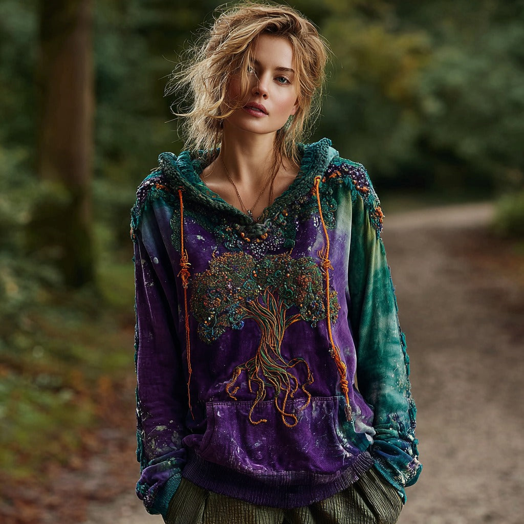 Women's Viking Celtic Knot Tree Of Life Comfort Warm Hoodie elevenforest
