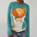Cute Cat Art Print Women's Sweater elevenforest