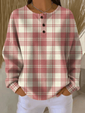 Women'S Casual Contrast Plaid Top 