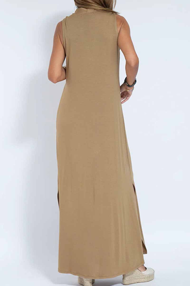 Street Patchwork V Neck Vest Dress Dresses