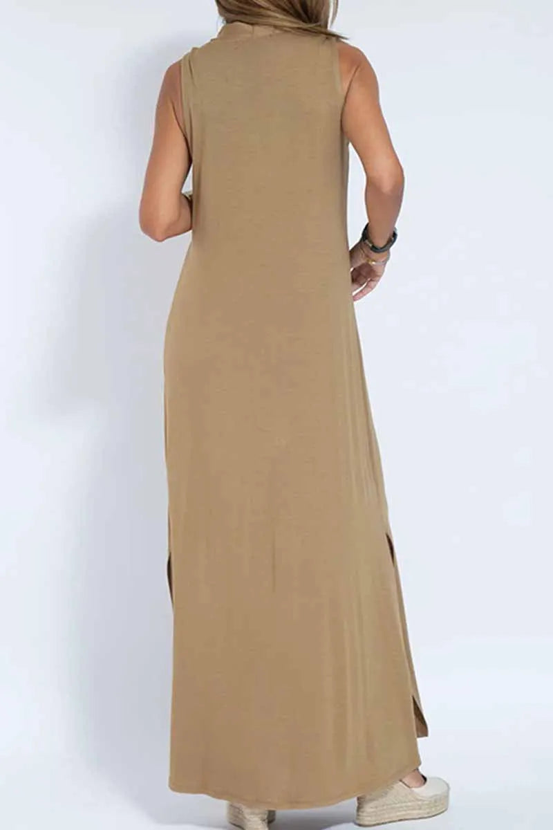Street Patchwork V Neck Vest Dress Dresses(4 Colors)