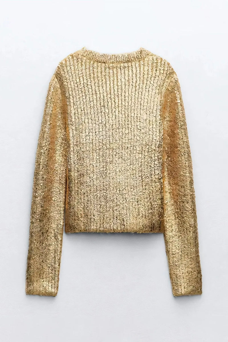 Freda Textured Metallic Knit Sweater