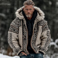 Men's Viking Celtic Knot Cozy Fur Hooded Cardigan elevenforest