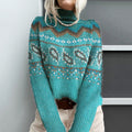 Vintage Icelandic Ethnic Floral Knitted Turtleneck Sweater elevenforest