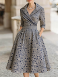 Women's abstract jacquard printed mid-length dress