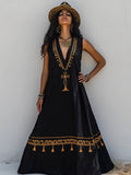 Bohemian Egyptian Elements Women's Vacation Vest Maxi Dress elevenforest