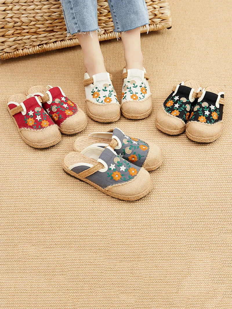 Summer Flower Embroidery Slippers Cc050