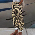 Comstylish Women's Vintage Stripe Art Linen Blend Casual Pants